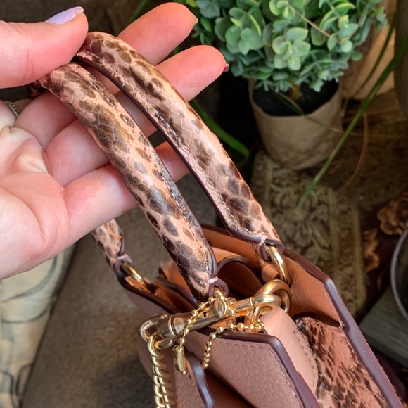 Authentic COACH Pebbled leather/Snakeskin embossed top handle crossbody/Satchel - Picture 9 of 13